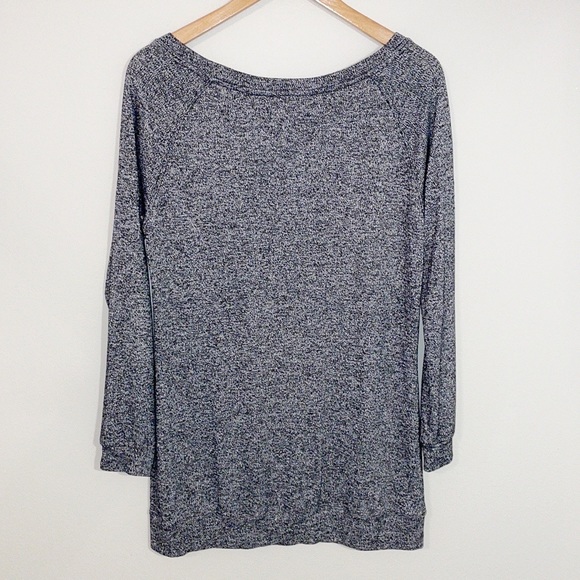 ATHLETA Heathered Gray Black Scoop Neck Top Size Medium - Picture 5 of 8